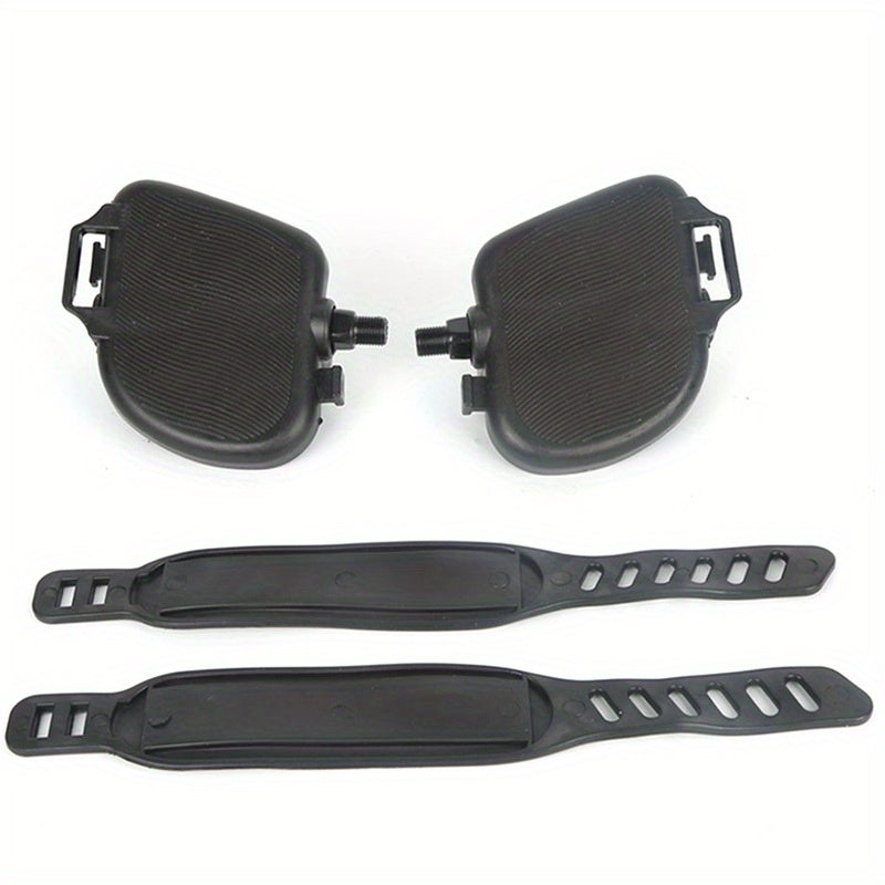 Exercise Bike Pedals with Adjustable Straps - Black