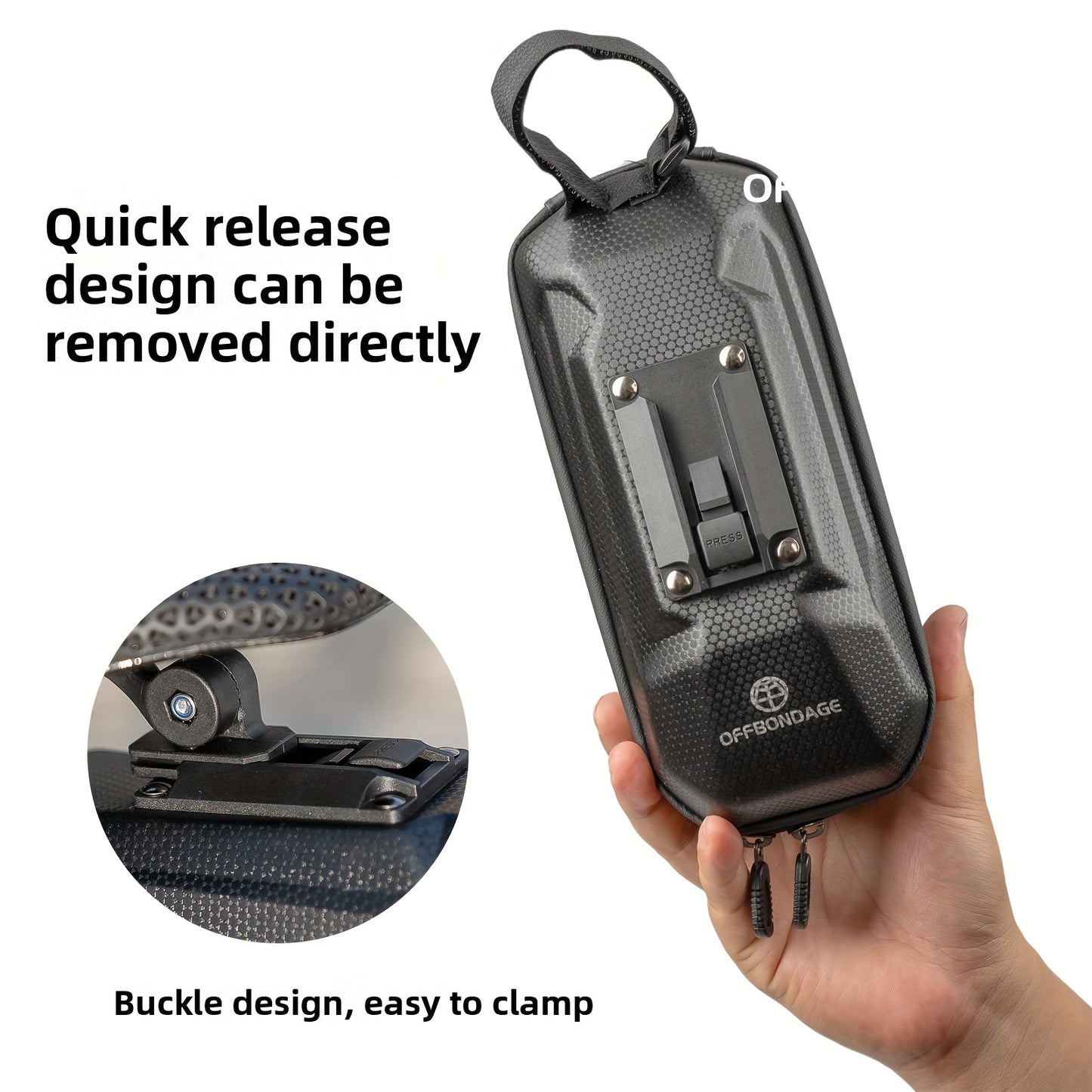 WOLRI Rear Trunk/Saddle Bag – 2.4 L EVA/PVC Hardshell, Quick-Mount Base (Bike)