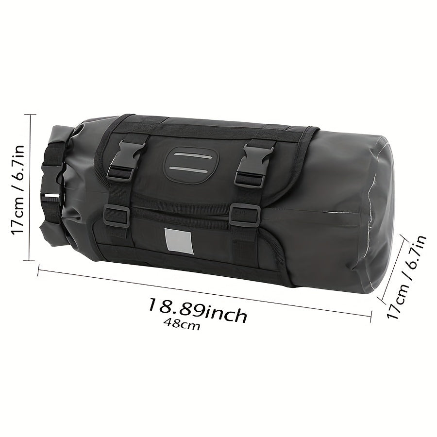 Handlebar Dry Bag – Roll-Top PVC, 48×17 cm, Black