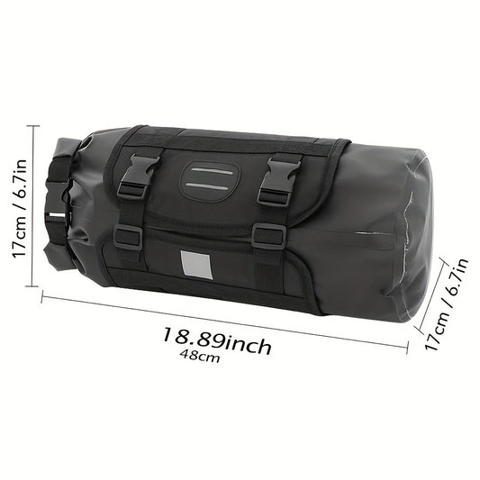 Handlebar Dry Bag – Roll-Top PVC, 48×17 cm, Black