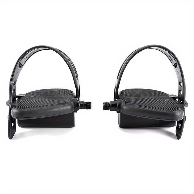 Exercise Bike Pedals with Adjustable Straps - Black