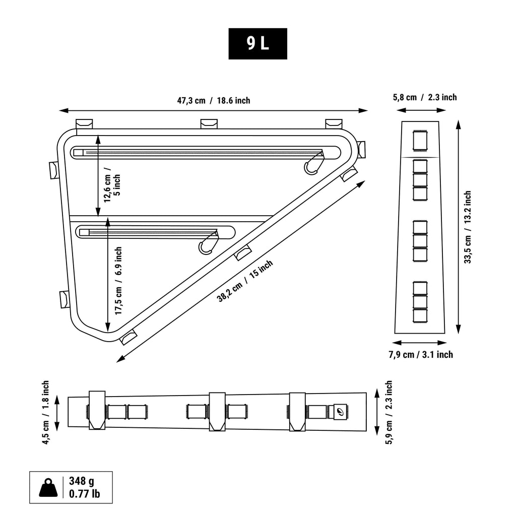 9L Full-Frame Bike Bag - Twin Zips with Hose Port - Polyester