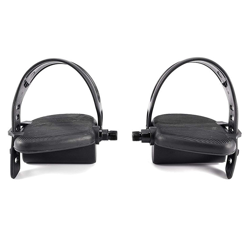 Exercise Bike Pedals with Adjustable Straps - Black