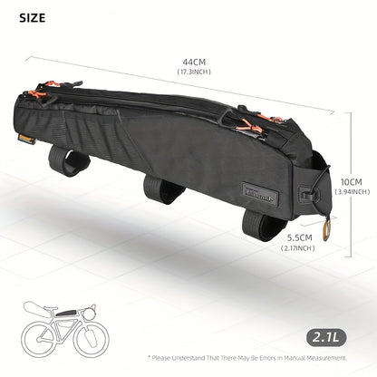 Top Tube Frame Bag – 2.1 L, Extra-Long, Black