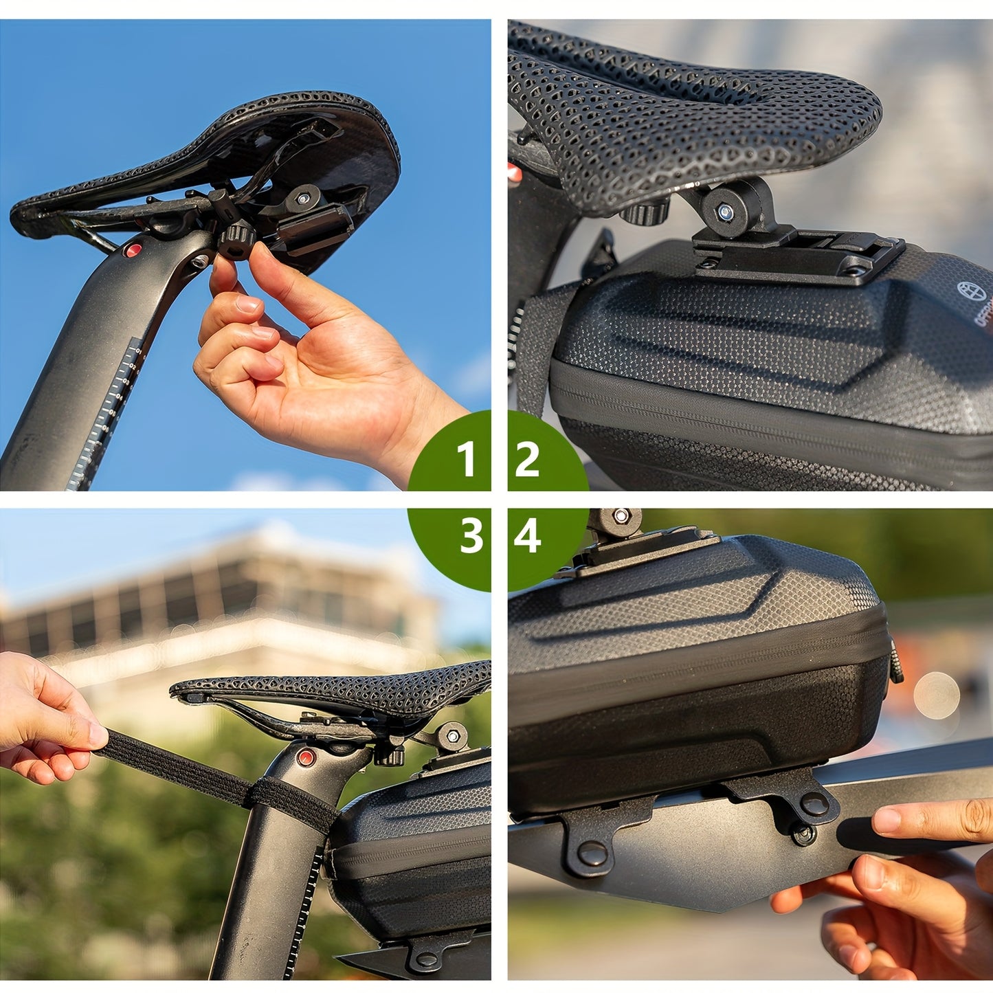 WOLRI Rear Trunk/Saddle Bag – 2.4 L EVA/PVC Hardshell, Quick-Mount Base (Bike)